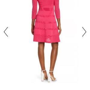 Vince Camuto Mix Stitch Pointelle Fit & Flare Bright Pink